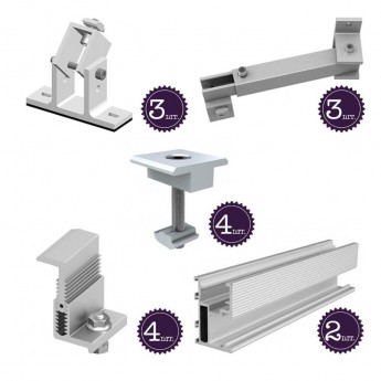 Комплект креплений для монтажа 3 солнечных панелей с регулируемым углом NAN 10162