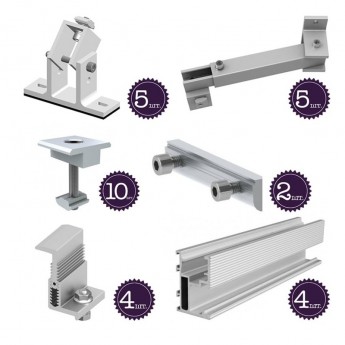 Комплект креплений для монтажа 6 солнечных панелей с регулируемым углом NAN 10164