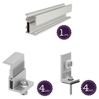 Комплект креплений для монтажа 1 солнечной панели на наклонной крыше NAN 4589